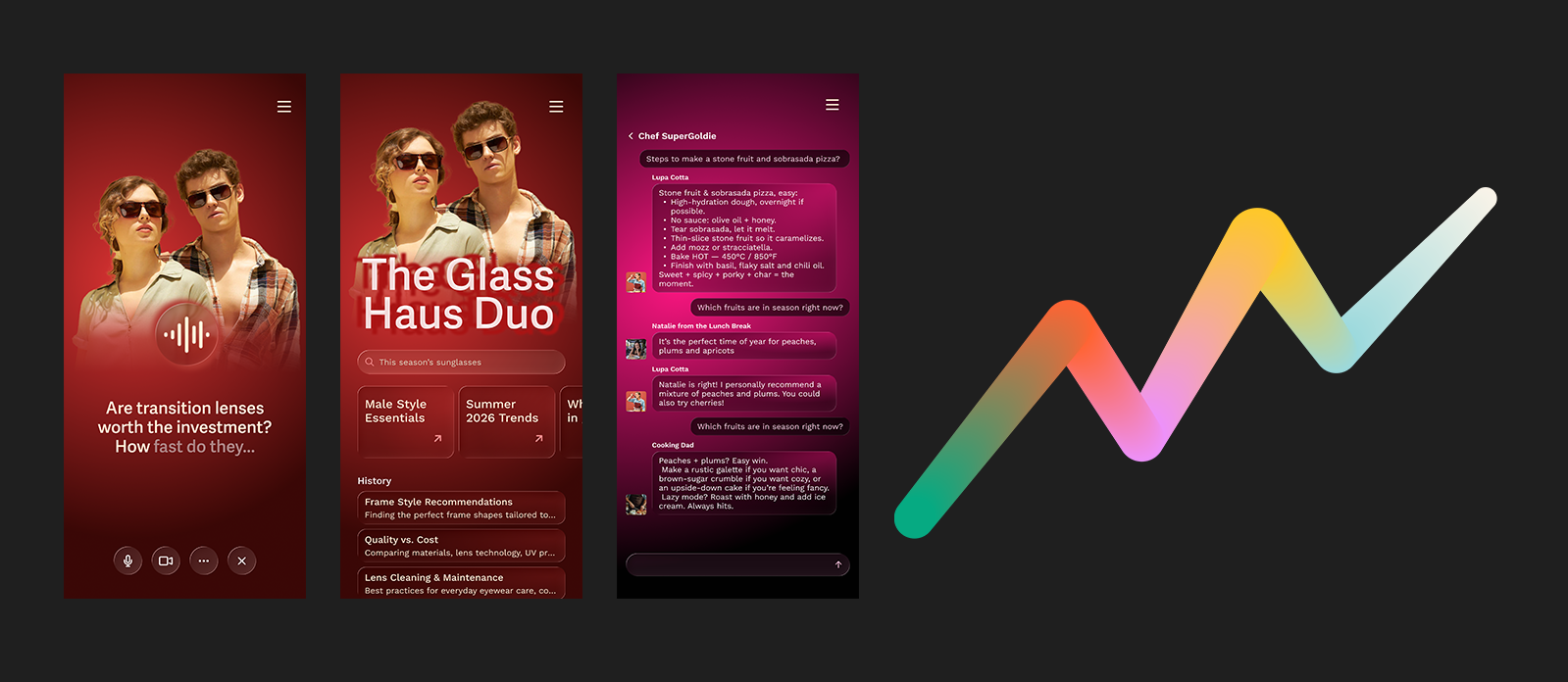 Screencaptures from an AI platform